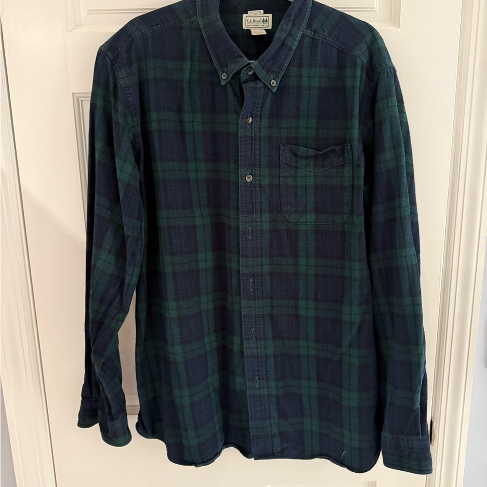 L.L. Bean Navy and Forest Flannel